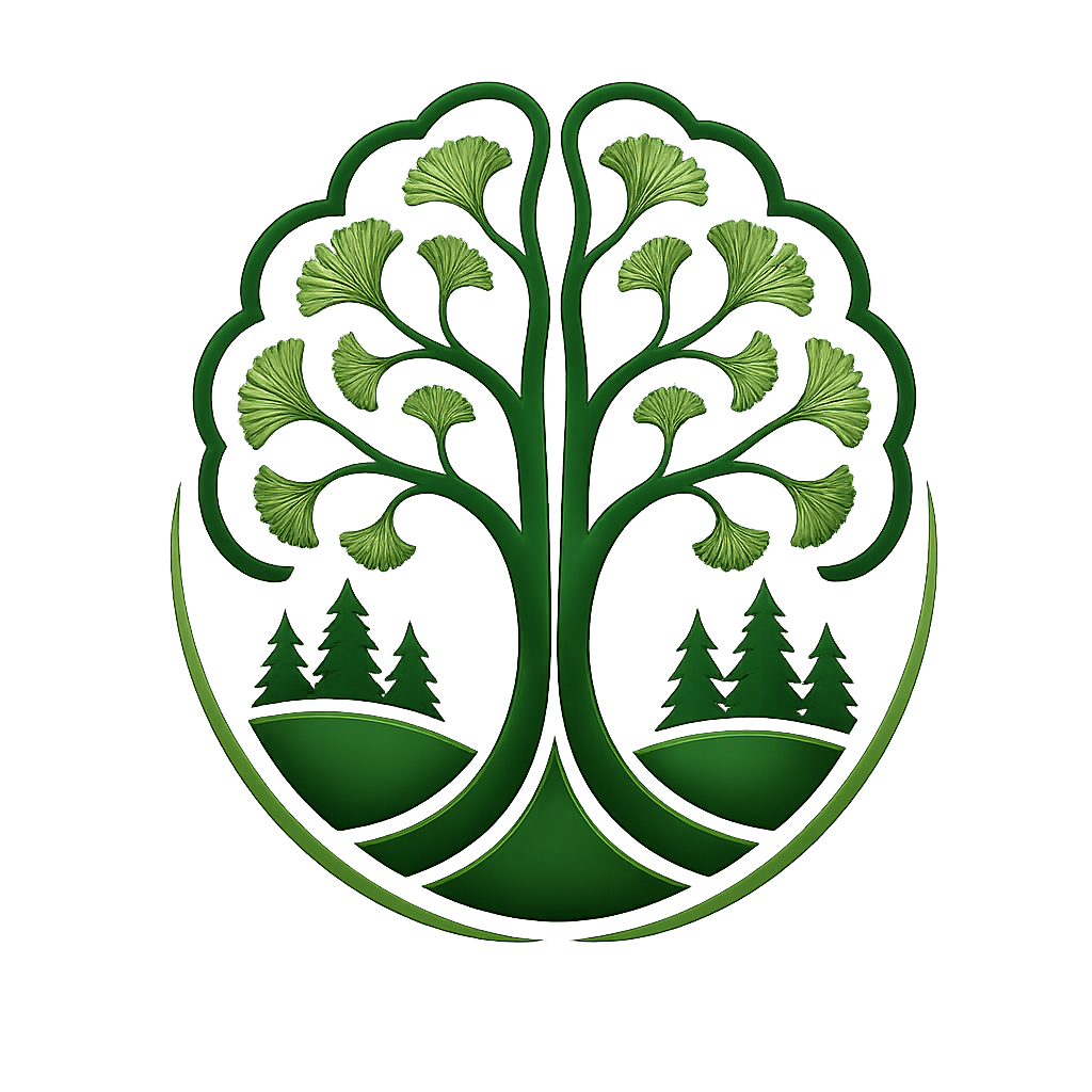 Berkshires Brain Summit emblem: a tree whose canopy of ginkgo leaves forms the shape of a human brain, rooted in the Berkshire hills.